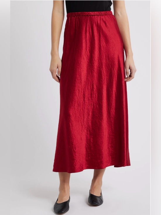 Eileen Fisher Dresses & Skirts - Eileen Fisher Crimson Red Midi Skirt with Elastic Waist